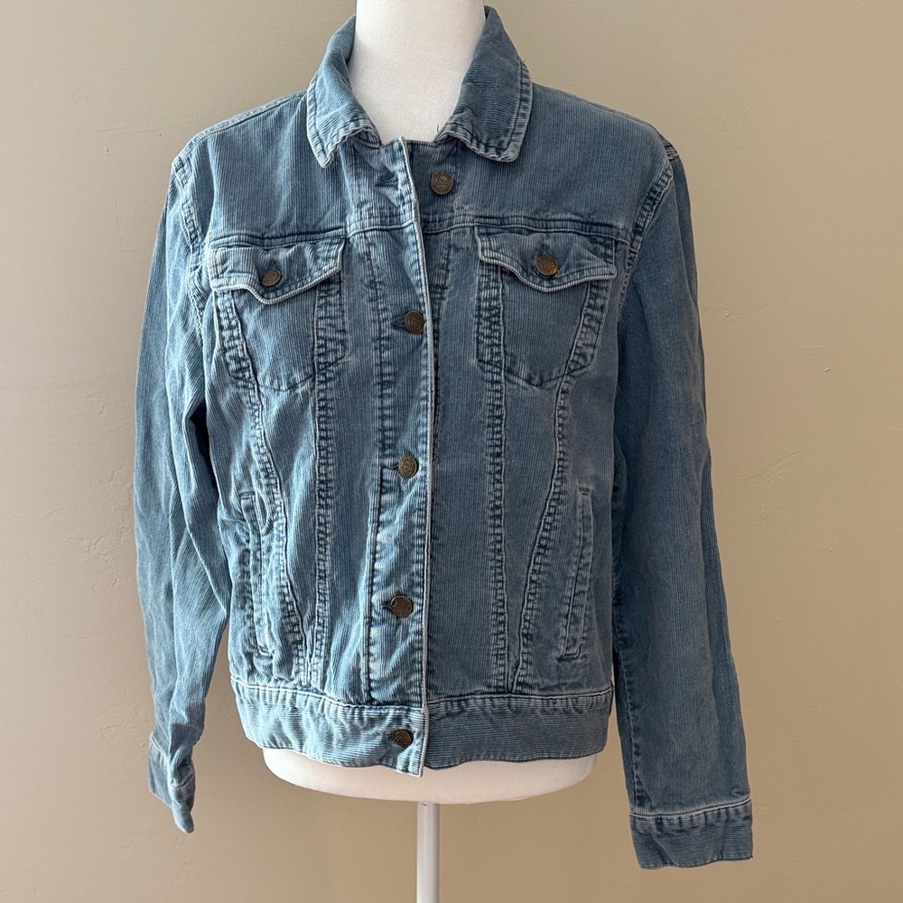 Bass Woman's Corduroy Light Blue Large Jacket